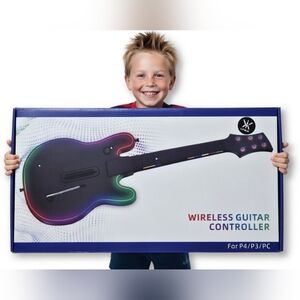 Wireless Guitar Controller for PS4 PS3 PC RGB Lights w/ Strap & USB-C Cable